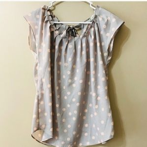 Lauren Conrad polka dot top with ruffles and tie